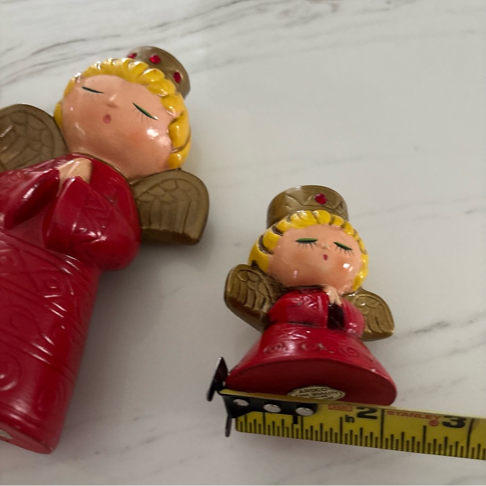 Vintage Set 2 Pair Ardco Japan Red Angel Candleholder Taper Candles Retro Deco - Picture 9 of 10